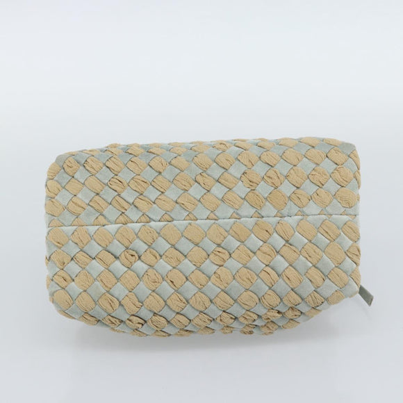 BOTTEGA VENETA INTRECCIATO Hand Bag Suede Light Blue Gold Auth 189511A