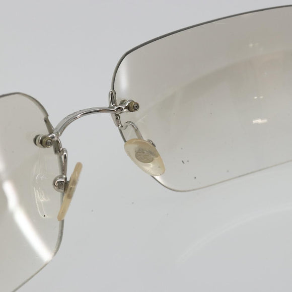 CHANEL COCO Mark Sunglasses Metal Silver CC Auth 189512