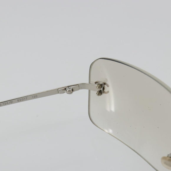 CHANEL COCO Mark Sunglasses Metal Silver CC Auth 189512