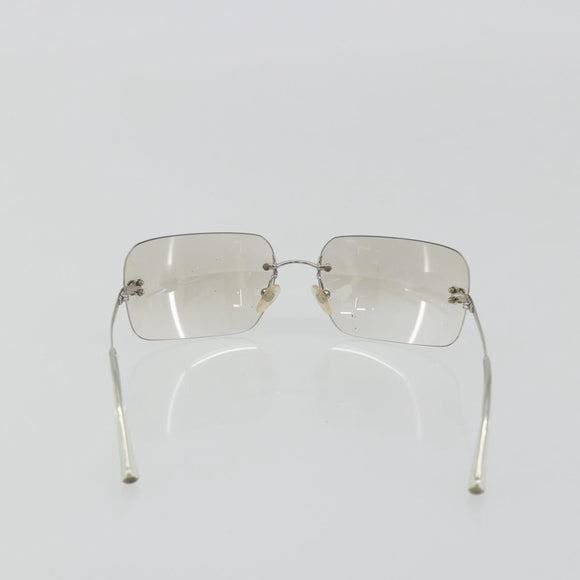 CHANEL COCO Mark Sunglasses Metal Silver CC Auth 189512