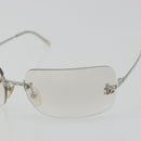CHANEL COCO Mark Sunglasses Metal Silver CC Auth 189512-6