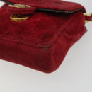 CHANEL Mini Mini Matelasse 7 Chain Shoulder Pouch Velor Red Gold CC Auth 189515-14