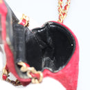 CHANEL Mini Mini Matelasse 7 Chain Shoulder Pouch Velor Red Gold CC Auth 189515-19