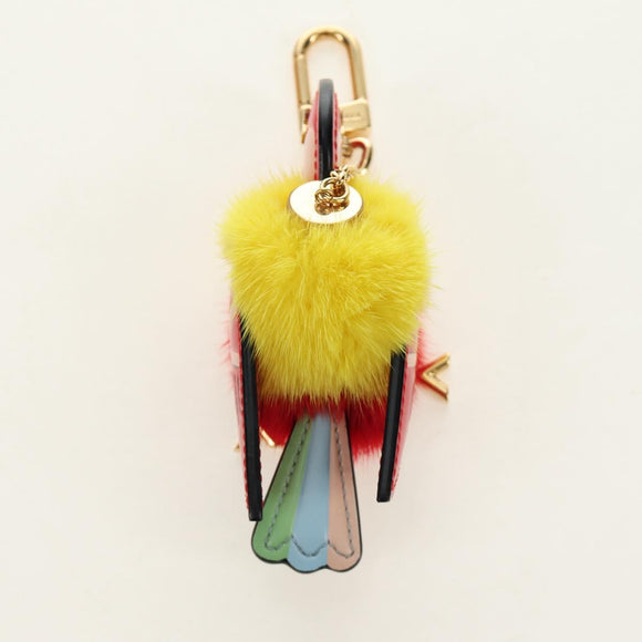 LOUIS VUITTON Bijoux Traveling Bird Sack Charm Fur Red M67390 LV Auth 189516V