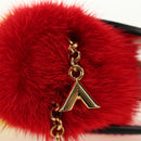 LOUIS VUITTON Bijoux Traveling Bird Sack Charm Fur Red M67390 LV Auth 189516V-16