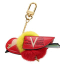 LOUIS VUITTON Bijoux Traveling Bird Sack Charm Fur Red M67390 LV Auth 189516V-13