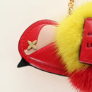LOUIS VUITTON Bijoux Traveling Bird Sack Charm Fur Red M67390 LV Auth 189516V-2