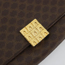 CELINE Macadam Canvas Shoulder Bag PVC Leather Brown Gold Auth 189539A-17