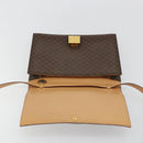 CELINE Macadam Canvas Shoulder Bag PVC Leather Brown Gold Auth 189539A-18