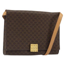 CELINE Macadam Canvas Shoulder Bag PVC Leather Brown Gold Auth 189539A-1