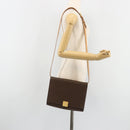 CELINE Macadam Canvas Shoulder Bag PVC Leather Brown Gold Auth 189539A-24