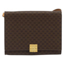 CELINE Macadam Canvas Shoulder Bag PVC Leather Brown Gold Auth 189539A-13