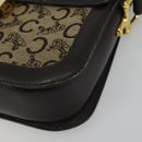 CELINE C Sulky Horse Carriage Schoudertas Canvas Beige Goud Auth 189540A-9
