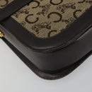 CELINE C Sulky Horse Carriage Schoudertas Canvas Beige Goud Auth 189540A-14