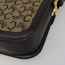 CELINE C Sulky Horse Carriage Schoudertas Canvas Beige Goud Auth 189540A-15
