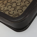 CELINE C Sulky Horse Carriage Schoudertas Canvas Beige Goud Auth 189540A-16