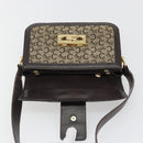 CELINE C Sulky Horse Carriage Schoudertas Canvas Beige Goud Auth 189540A-18