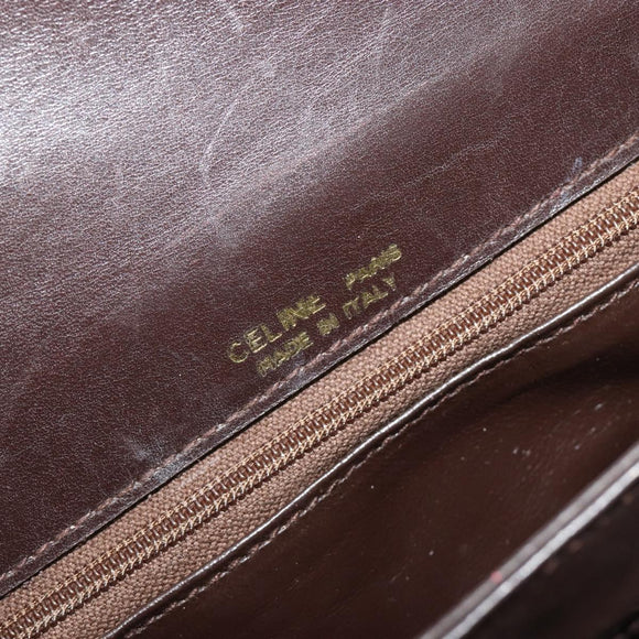 CELINE C Sulky Horse Carriage Schoudertas Canvas Beige Goud Auth 189540A