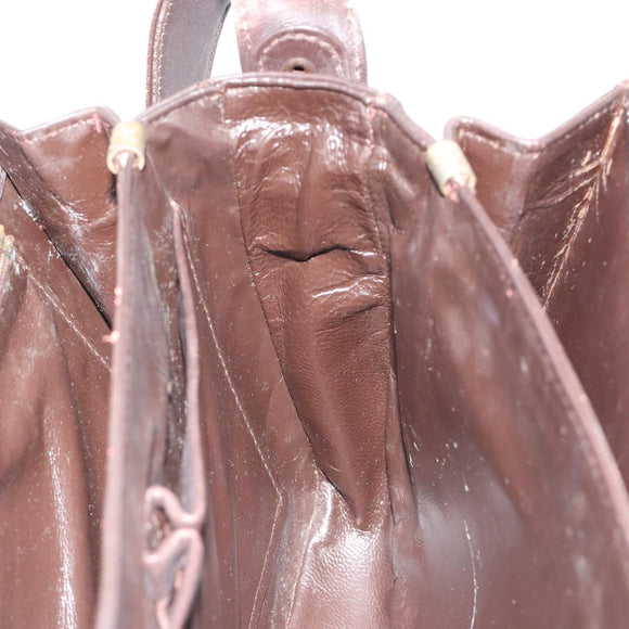 CELINE C Sulky Horse Carriage Schoudertas Canvas Beige Goud Auth 189540A