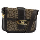 CELINE C Sulky Horse Carriage Schoudertas Canvas Beige Goud Auth 189540A-1