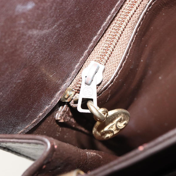 CELINE C Sulky Horse Carriage Schoudertas Canvas Beige Goud Auth 189540A