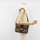 CELINE C Sulky Horse Carriage Schoudertas Canvas Beige Goud Auth 189540A-24