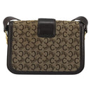 CELINE C Sulky Horse Carriage Schoudertas Canvas Beige Goud Auth 189540A-2