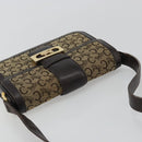 CELINE C Sulky Horse Carriage Schoudertas Canvas Beige Goud Auth 189540A-6