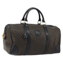 CELINE Macadam Canvas Boston Bag PVC Leather Black Gold Auth 189541A-1