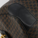CELINE Macadam Canvas Boston Bag PVC Leather Black Gold Auth 189541A-15
