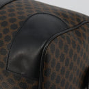 CELINE Macadam Canvas Boston Bag PVC Leather Black Gold Auth 189541A-16