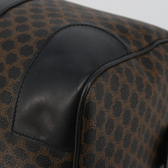 CELINE Macadam Canvas Boston Bag PVC Leather Black Gold Auth 189541A
