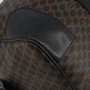 CELINE Macadam Canvas Boston Bag PVC Leather Black Gold Auth 189541A-17