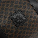CELINE Macadam Canvas Boston Bag PVC Leather Black Gold Auth 189541A-20