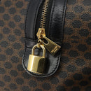 CELINE Macadam Canvas Boston Bag PVC Leather Black Gold Auth 189541A-21