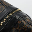 CELINE Macadam Canvas Boston Bag PVC Leather Black Gold Auth 189541A-10
