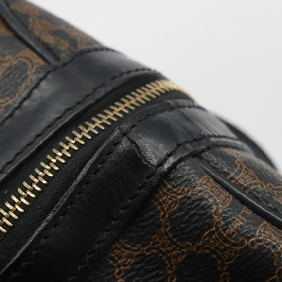 CELINE Macadam Canvas Boston Bag PVC Leather Black Gold Auth 189541A