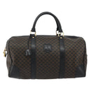 CELINE Macadam Canvas Boston Bag PVC Leather Black Gold Auth 189541A-13