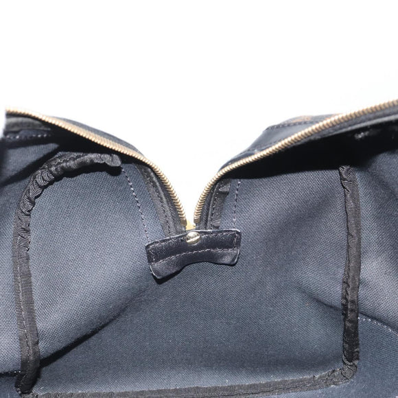 CELINE Macadam Canvas Boston Bag PVC Leather Black Gold Auth 189541A