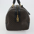 CELINE Macadam Canvas Boston Bag PVC Leather Black Gold Auth 189541A-3