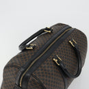 CELINE Macadam Canvas Boston Bag PVC Leather Black Gold Auth 189541A-6
