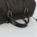 CELINE Macadam Canvas Boston Bag PVC Leather Black Gold Auth 189541A-7