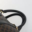 CELINE Macadam Canvas Boston Bag PVC Leather Black Gold Auth 189541A-14