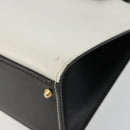 CELINE Circle Shoulder Bag Leather White Gold Auth 189542A-9