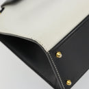 CELINE Circle Shoulder Bag Leather White Gold Auth 189542A-14