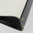 CELINE Circle Shoulder Bag Leather White Gold Auth 189542A-16