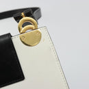 CELINE Circle Shoulder Bag Leather White Gold Auth 189542A-17