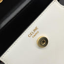 CELINE Circle Shoulder Bag Leather White Gold Auth 189542A-18