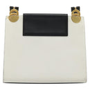 CELINE Circle Shoulder Bag Leather White Gold Auth 189542A-2