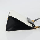 CELINE Circle Shoulder Bag Leather White Gold Auth 189542A-3